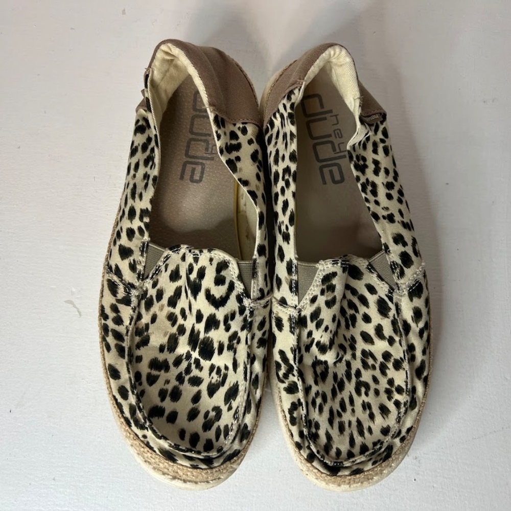 Hey Dude Leopard Animal Print Flats Shoes Lena Leopard Angora - Picture 6 of 8